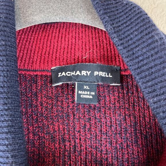 Zachary Prell Crawford Silk Wool Blend Sweater Mens XL Burgundy Red Knit 1/4 Zip - Picture 5 of 11